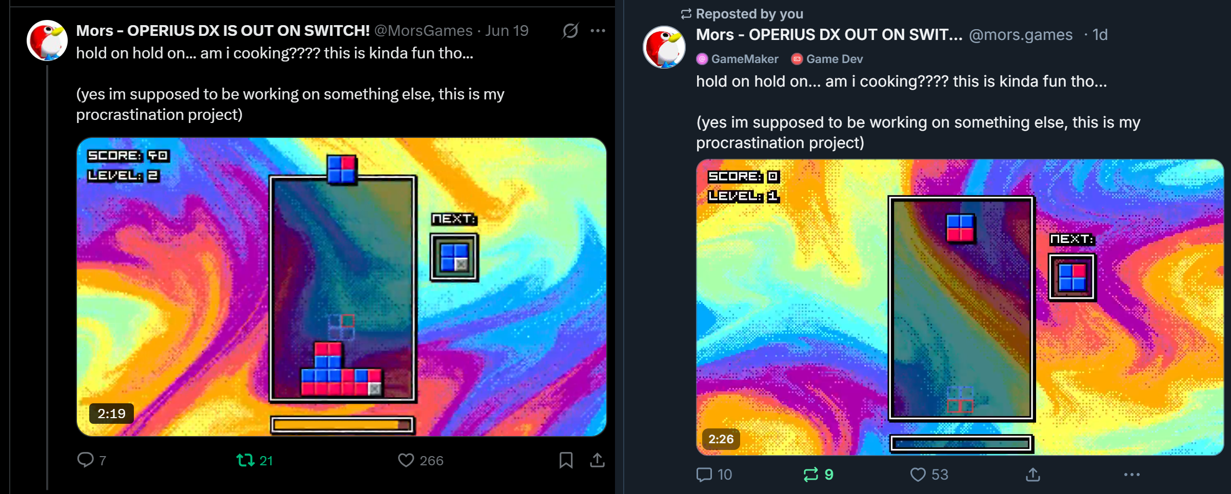 A screenshot of the same post on X and Bluesky.