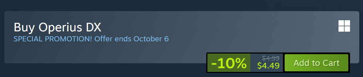 Portion of the game's Steam page