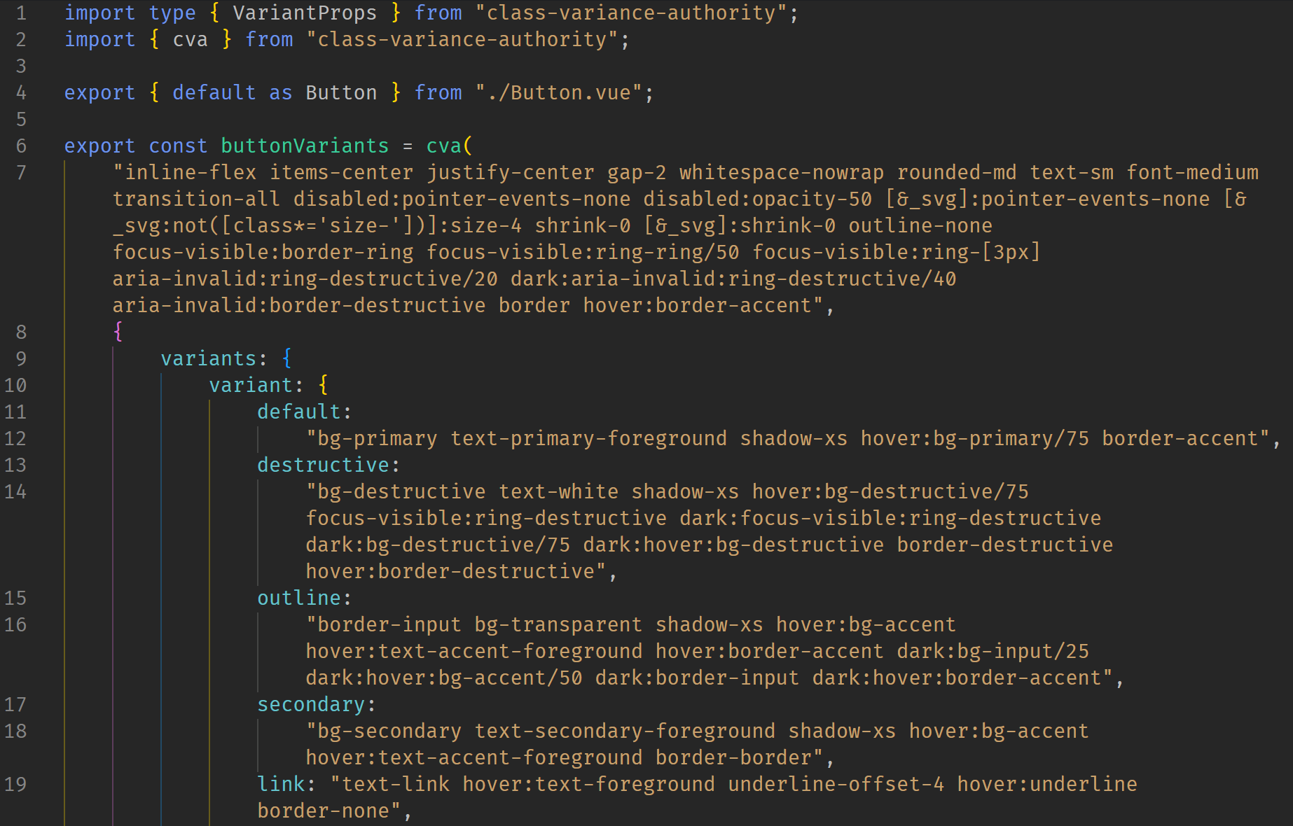 A screenshot of the frontend components