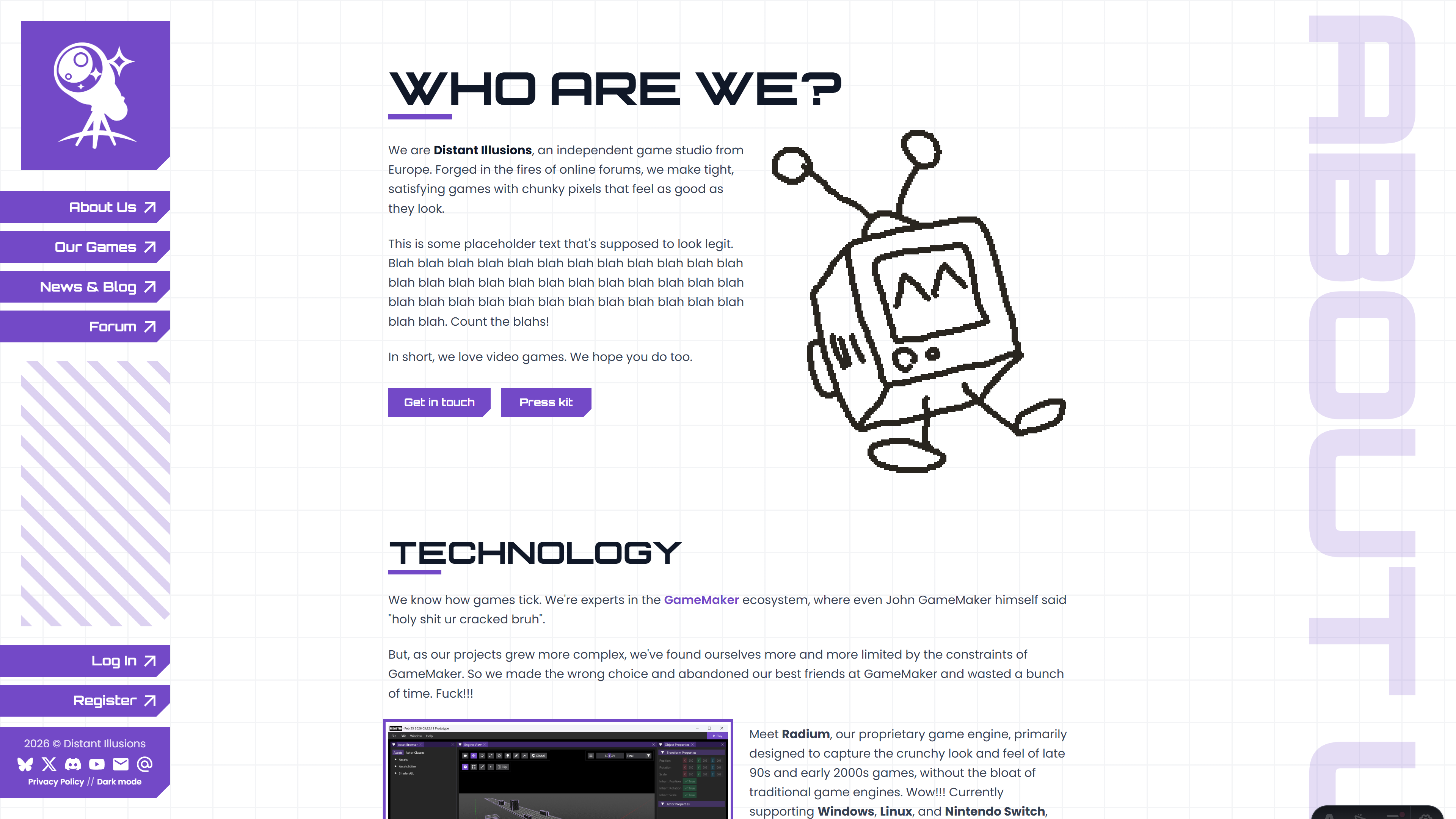 A screenshot of the new website
