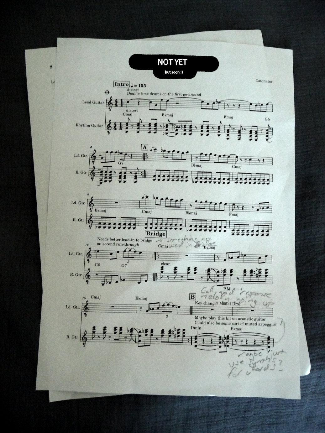 A mysterious music sheet for a mysterious game. Don't steal my composition.